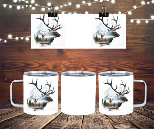 Deer and Hunter 12 oz. Travel Mug