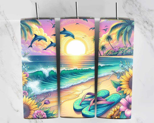 Flip Flops & Dolphins 20 oz. Tumbler