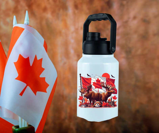 Canadian Flag with Moose, Deer & Beaver 70 oz. Jug