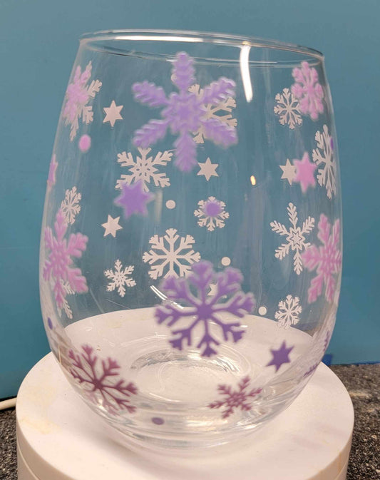 Snowflake Stemless Wine Glass