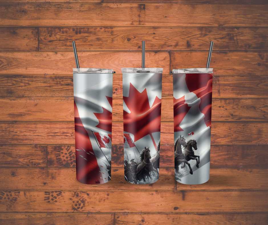 Canadian Flag with Horses 20 oz. Tumbler