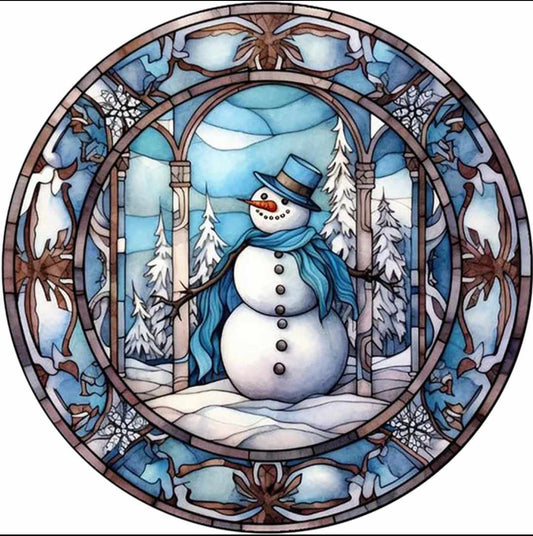 Stained Glass Snowman Diamond Art Kit